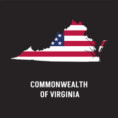 Commonwealth of Virginia state map contour. In style of USA flag.