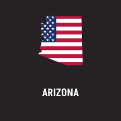Arizona state map contour. In style of USA flag.