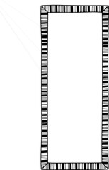 Fototapeta premium Vertical rectangular frame with alternating lines in hand-drawn style