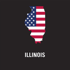 Illinois state map contour. In style of USA flag.