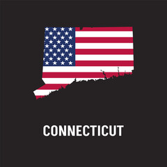 Connecticut state map contour. In style of USA flag.