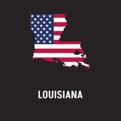 louisiana state map contour. In style of USA flag.