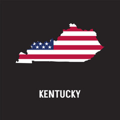 Kentucky state map contour. In style of USA flag.
