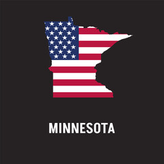 Minnesota state map contour. In style of USA flag.