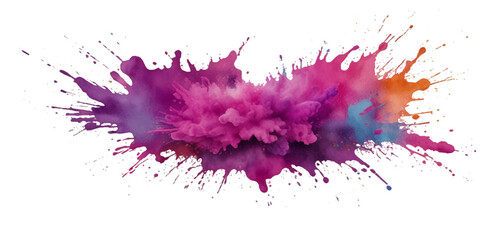 Vector abstract colorful rainbow holi paint and colorful cloud smoke powder explosion isolated on transparent wide panorama background.	