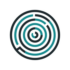 Abstract Teal and Black Concentric Circles: Modern Data Visualization Graphic