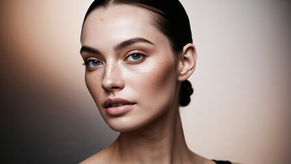 Portrait of a confident woman showcasing natural beauty and elegance.