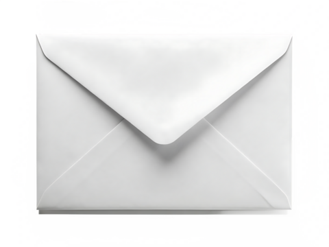 A white envelope with a slightly open flap casting a shadow on a white background with colorful digital glitches around the edges isolated on a transparent background