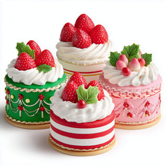mini strawberry Christmas cakes set,