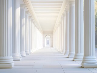 Classic White Columns & Architecture Elegant Perspective of a Colonnade