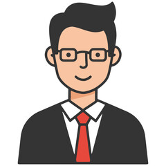 Professional businessman with glasses and red tie, ready for success