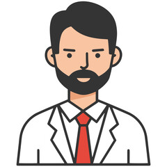 Professional businessman with beard and red tie confidently leading the way