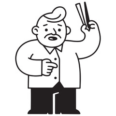 Confident businessman confidently presenting ideas with chopsticks in a modern setting