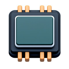 Processor, computer chip flat 3D icon.