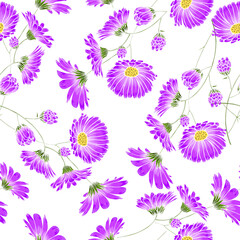 Seamless pattern of pink flowers on a white background. For coloring wallpaper, fabric, wrapping paper, background and much more.
