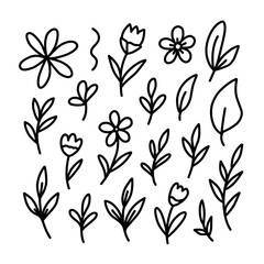Modern Botanical Doodle Collection  Abstract Floral Sketches