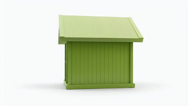 Green Wooden Shed: Simple 3D Animation of a Charming Little House