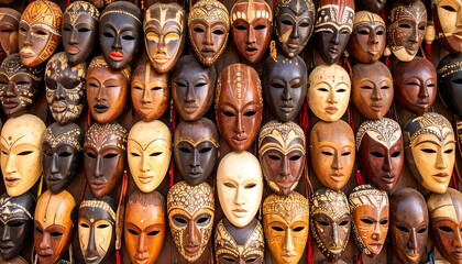 Traditional African masks displayed
