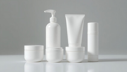 White Cosmetic Containers Mockup Set 1.