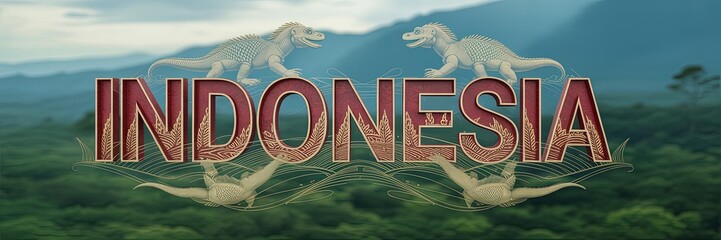 Wild Dinosaurs in Lush Indonesian Jungle | Nature Landscape with Prehistoric Creatures and Foggy Mountains, Adventure Concept