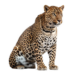 Naklejka premium Leopard sitting on white background isolated on a transparent background