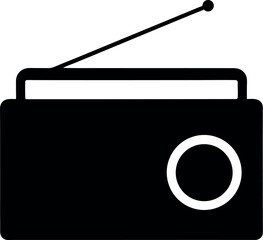 Black Silhouette Icon of Classic Vintage Radio Device