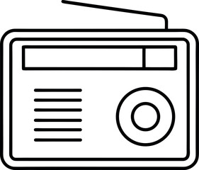 Minimal Line Drawing of Vintage Radio Icon Vector