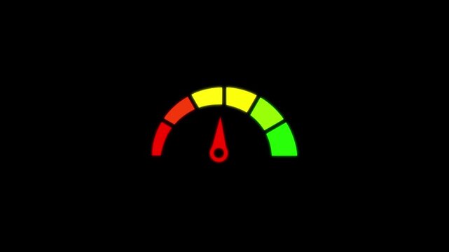 Speedometer animation 4k video on white background. motion graphic business tachometer concept, Speedometer indicating a high level or danger zone, represented by the red section 3d animation.