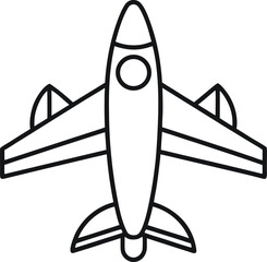 Outlined Top View of Passenger Jet Airplane Vector