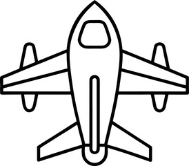 Minimal Top View Outline of Airplane Vector