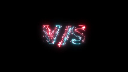 Neon shine VS versus bars neon animated versus vs bars neon multiplayer co op team with smoky match sport challenge game sign symbol on black background