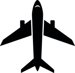 Black Silhouette Top View of Passenger Aircraft Vector