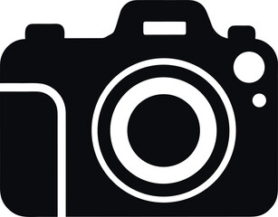 Minimalist Black Silhouette of DSLR Camera Icon