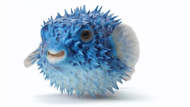 Majestic Blue Porcupinefish: 3D Render of Vibrant Marine Life