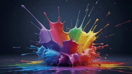 Vibrant paint explosion with stunning rainbow colors perfect for bold creative projects and artistic flair