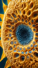 Close-up view of sunflower seeds revealing intricate patterns and textures in vibrant colors