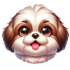 Happy Puppy Portrait: An adorable puppy with captivating eyes, fluffy fur, and a playful expression, rendered in a cute, cartoon style, radiating joy and friendliness.