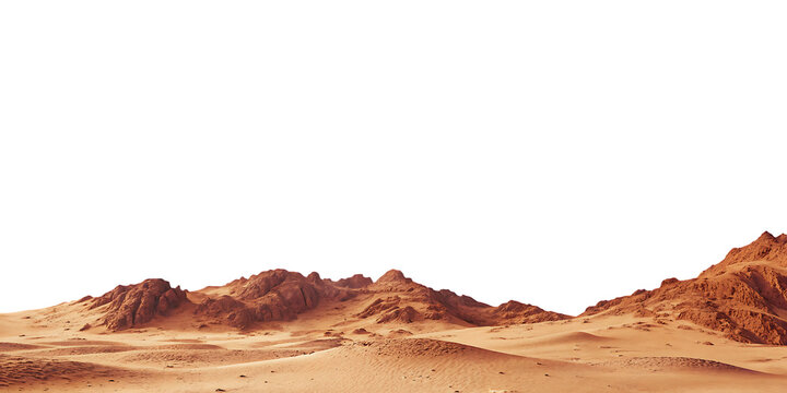 Martian desert rocky mountains isolated on a transparent background - Powered by Adobe