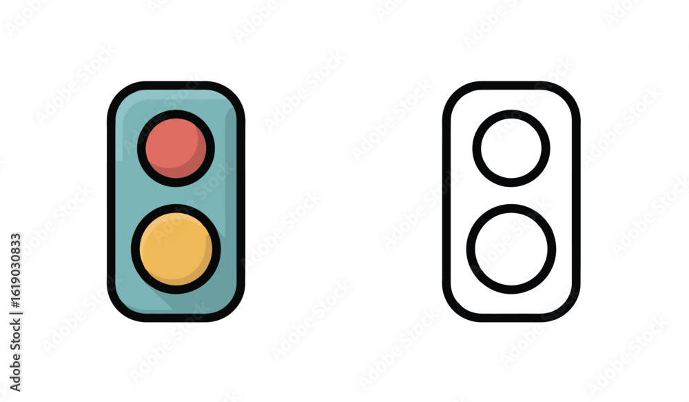 Poster two panel light switches with rounded rectangles for toggle button shape