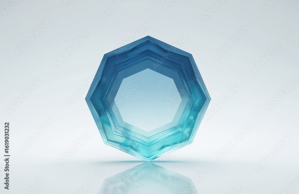 Poster abstract geometric hexagon structure with layered transparency, depth. modern digital illustration w