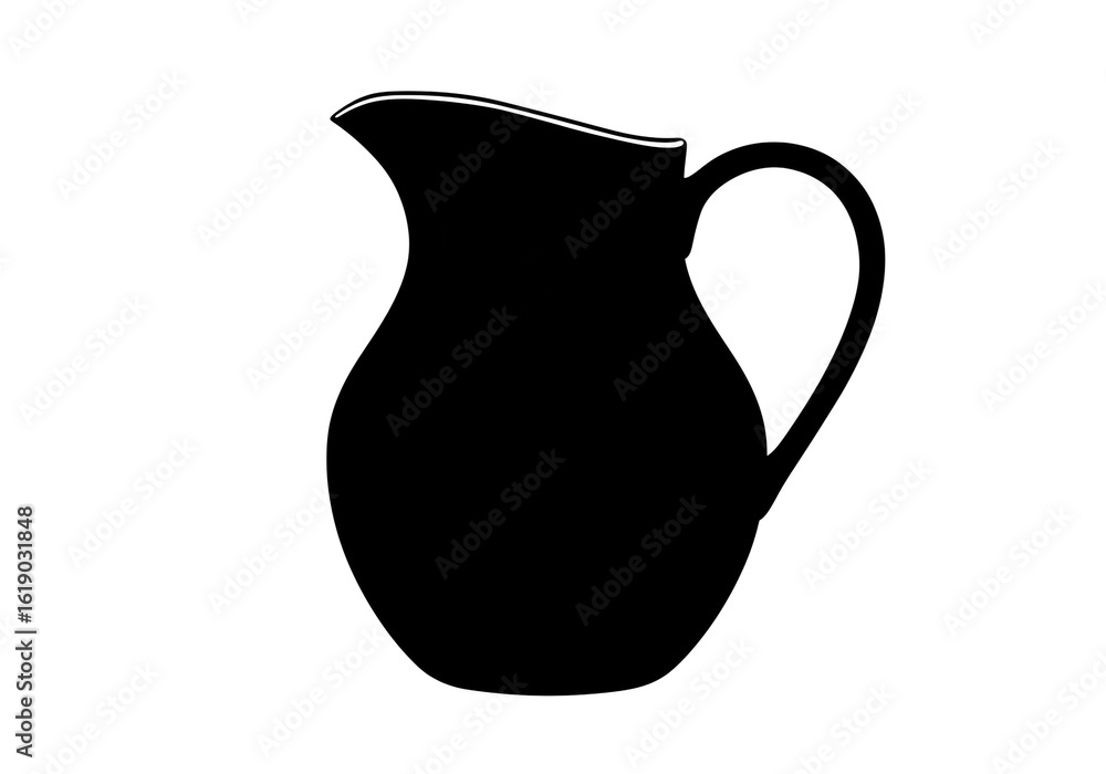 Poster a silhouette of a pitcher with a handle and spout against a white background view