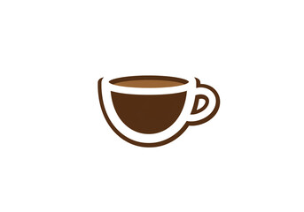 Obraz premium Illustration of a brown coffee cup with a white outline on a plain white background