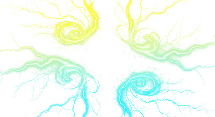Swirling Magical Energy Effects with Lightning and Lightning Bolts on a transparent background