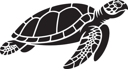  Sea Turtle Silhouette – Vector Marine Animal Icon Isolated on White Background

