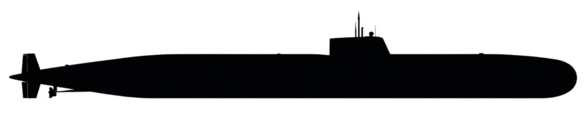 Ohio-Class Submarine Silhouette Art | Iconic SSBN Shape in Clean Black Profile