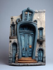 Fototapeta premium Blue Doorway Ceramic Sculpture, Studio Setting, Home Decor