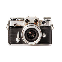 Vintage camera, front view, showing signs of age