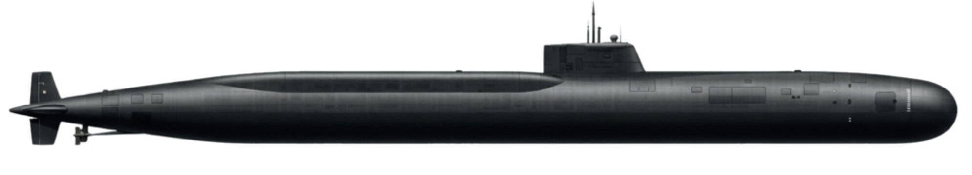 Realistic Ohio-Class Submarine Illustration | Nuclear SSBN in Full Color Side View
