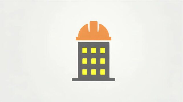 Construction Site Icon of a Building with Hard Hat