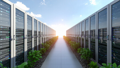 Sustainable data center with integrated outdoor greenery